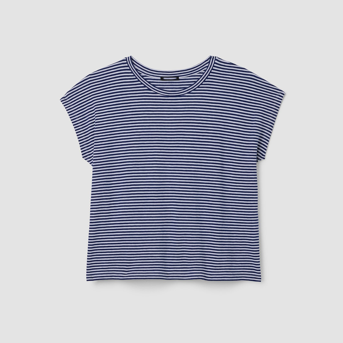 Koszulka w paski, okrągły dekolt, rękawki cap sleeve typu dolman, luźny fason, bawełna organiczna